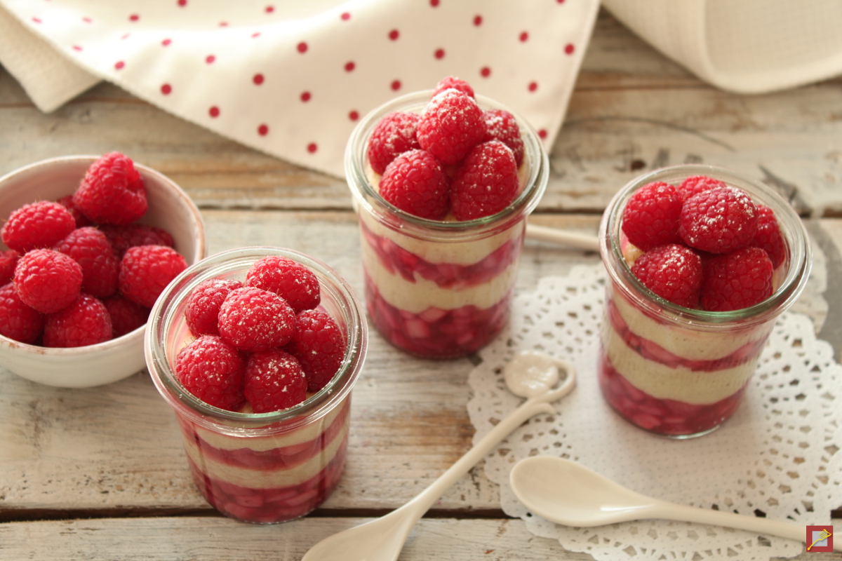 Dessert with Raspberries and Rhubarb