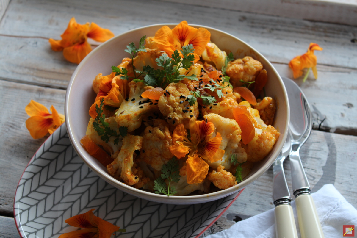 Happiness, energy and creativity represents the color orange accompanied by cauliflower curry