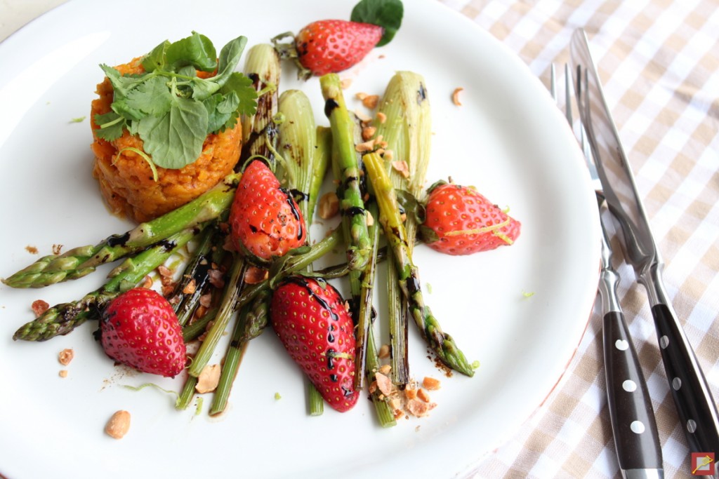 Asparagus with Sweet Potatoes and Strawberries