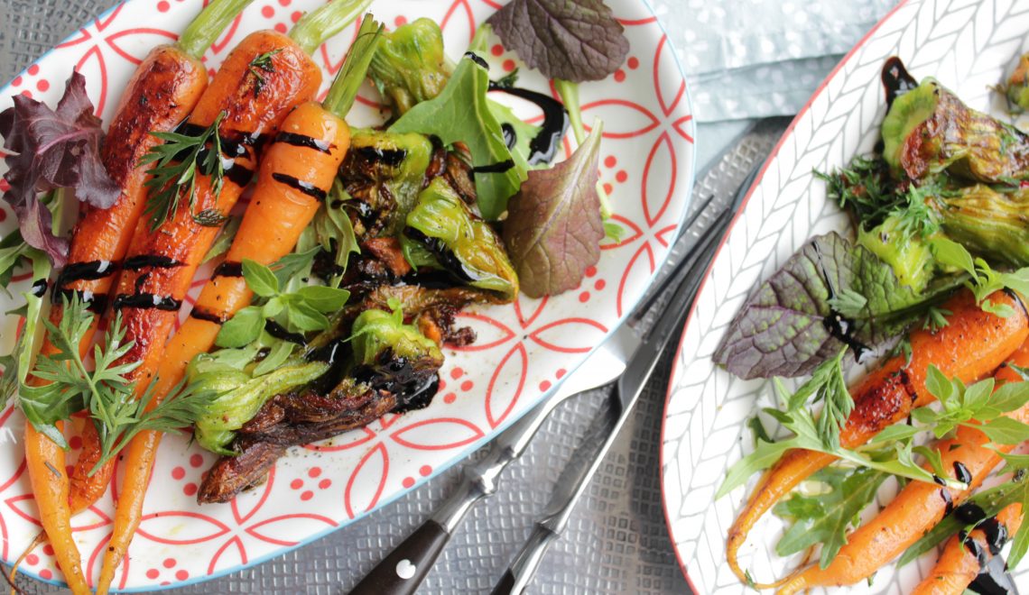 carrot salad with zucchini flowers